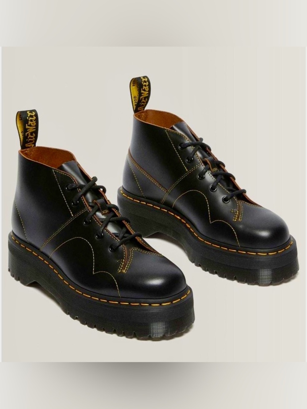 Dr. Martens Church Quad Leather Platform Monkey Boots, Unisex Men 8 / Women 9